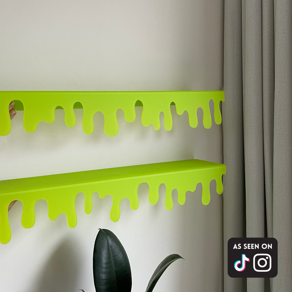 Drippy shelf set lime green matte - dopamine decor, recycled acrylic
