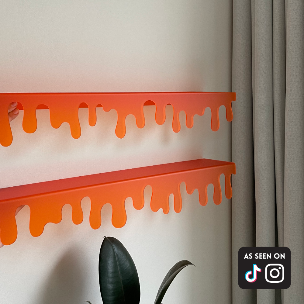 Drippy shelf set orange matte - dopamine decor, recycled acrylic