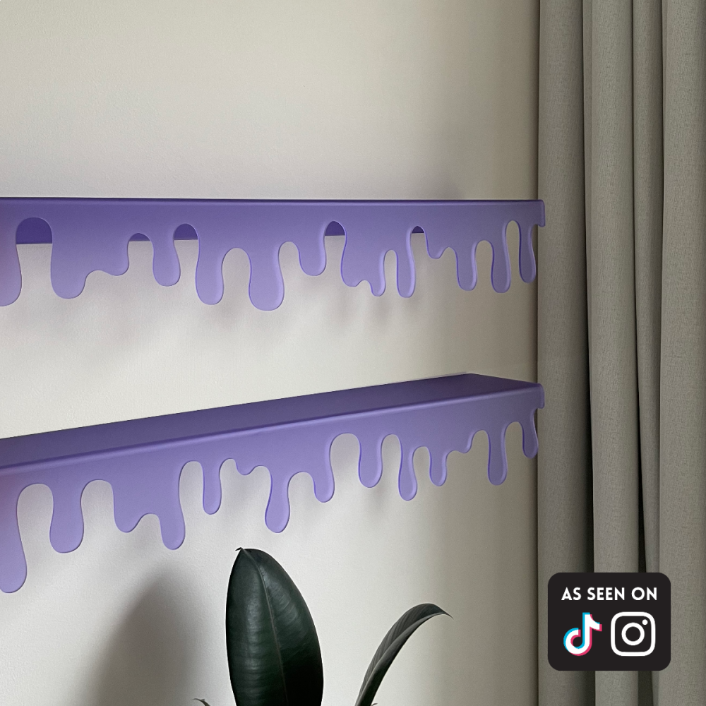 Drippy shelf set purple matte - dopamine decor, recycled acrylic