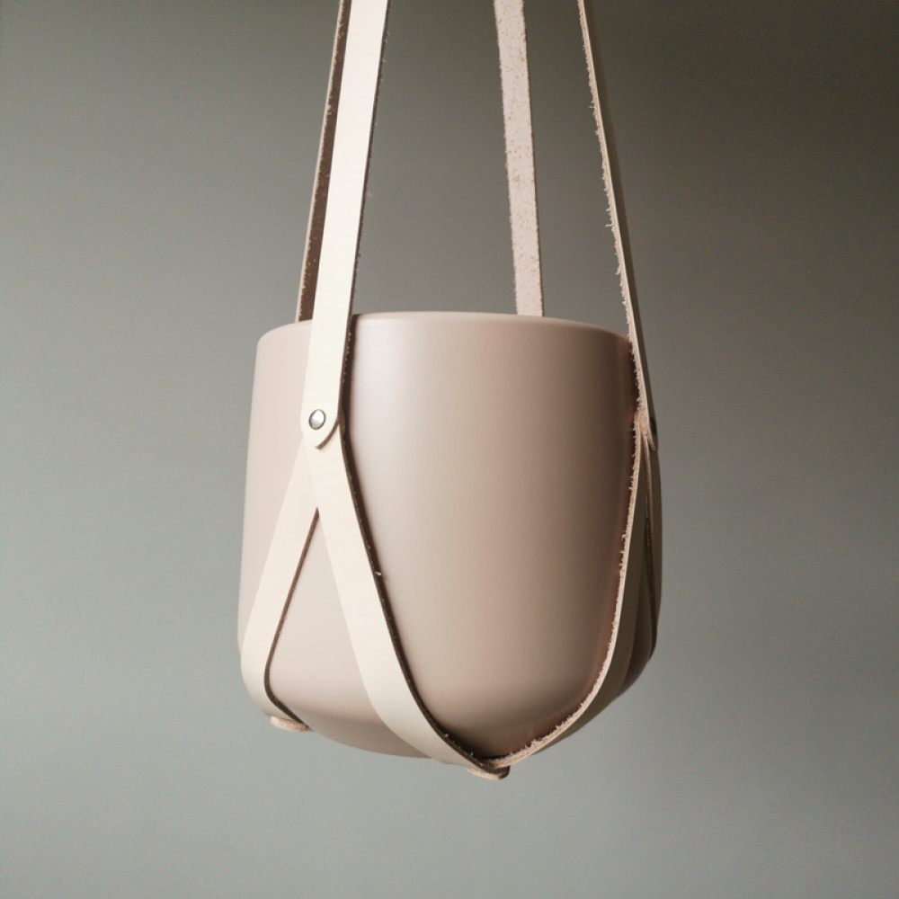 Leather plant hanger beige | Minimalistic design