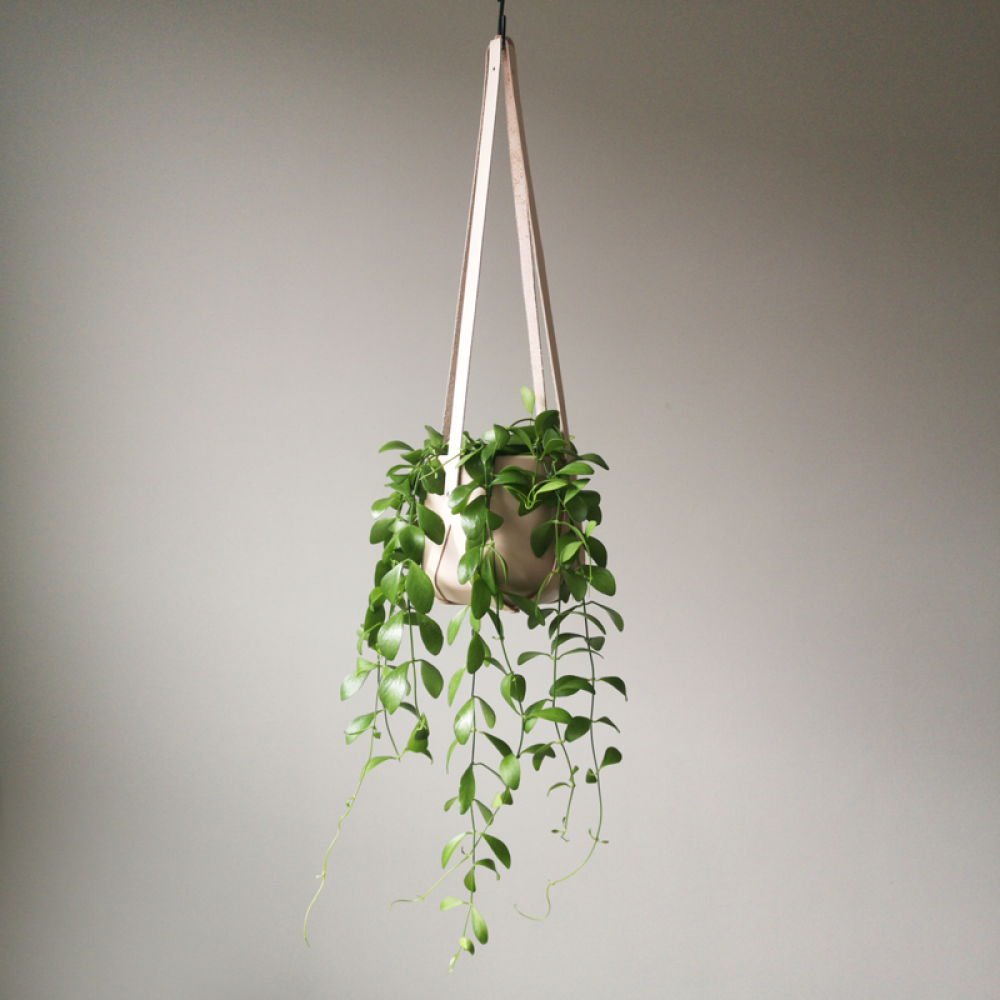 Leather plant hanger beige | Minimalistic design